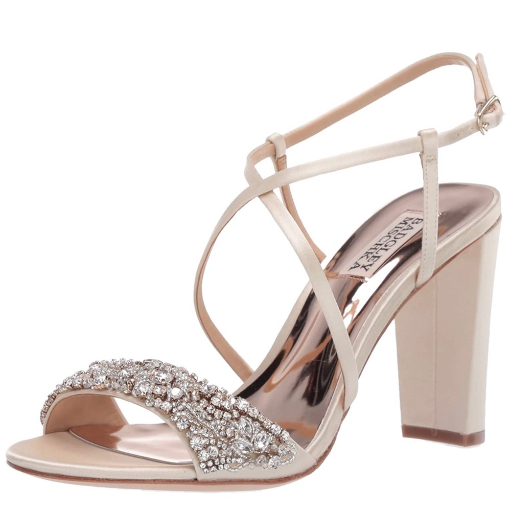 Badgley Mischka Carolyn Ivory Satin heels